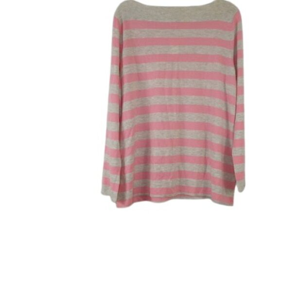 GAP Womens Pullover Boat Neck Sweater Pink Gray Striped Wool Blend Knit XL New - Picture 3 of 3